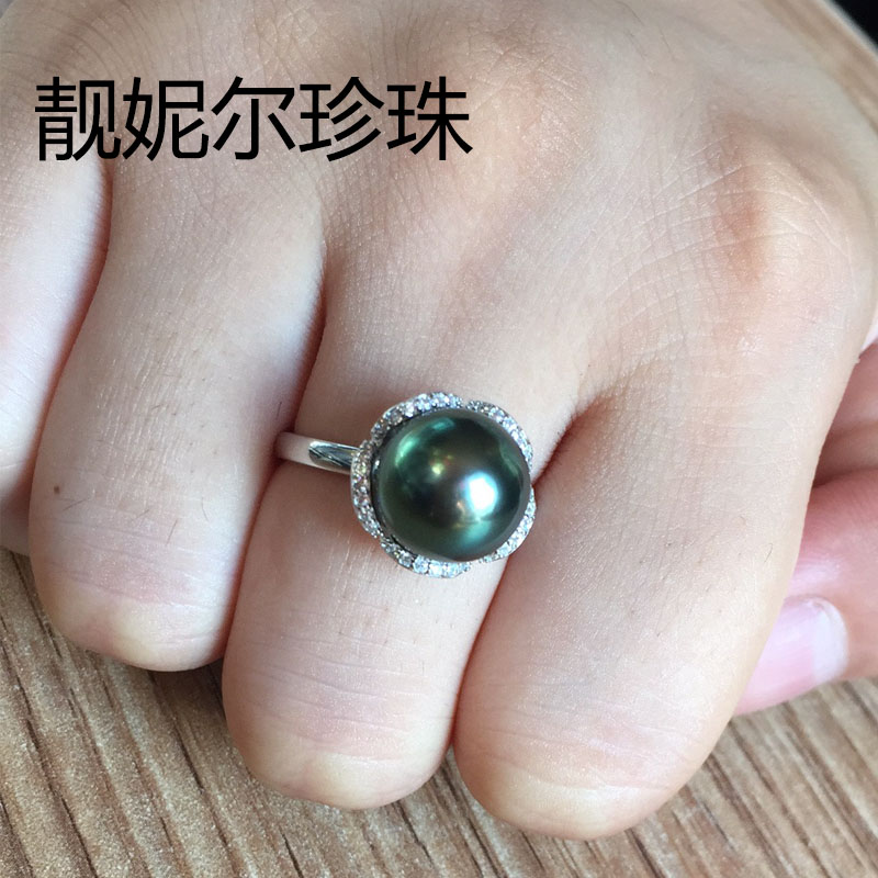 绮语天然海水黑珍珠戒指 925银质锆石镶嵌 孔雀绿系列墨绿色在类目 珠宝/钻石/翡翠/黄金, 天然珍珠（新）, 手饰中 - 来自Buy2taobao.com提供专业的淘宝代购服务