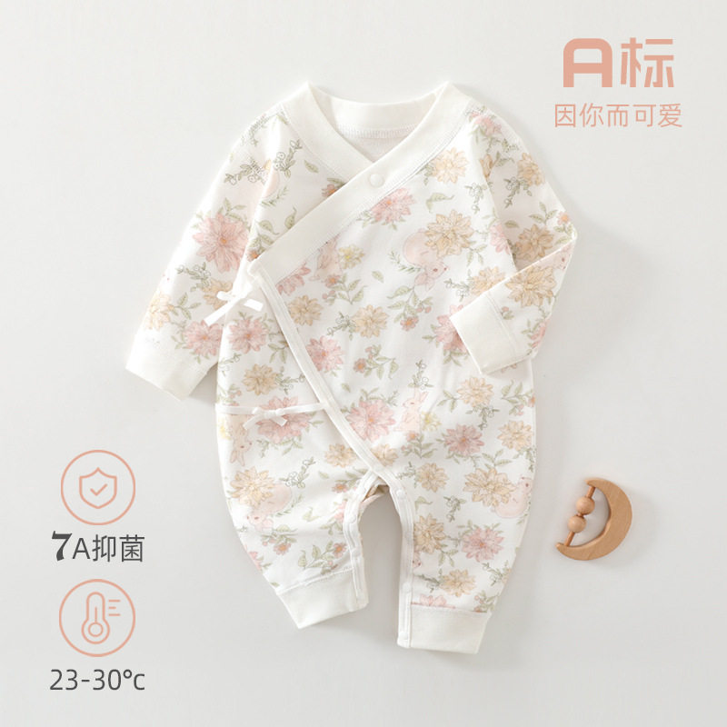 【四季|宝宝连体衣】0-6个月新生儿春秋纯棉长袖和尚服婴儿睡衣