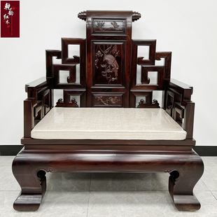 精品豪华老挝大红酸枝沙发全独板红木客厅家具交趾黄檀卷书宝座