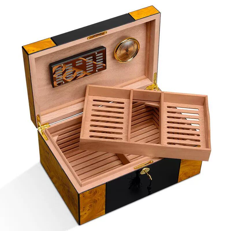 高端出口雪茄西班牙雪松木保湿盒柜醒茄盒实木双层烤漆大容量烟盒