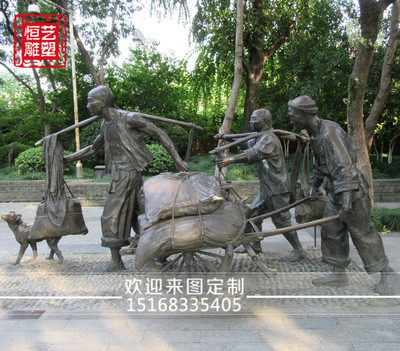 步行街广场人文文化雕塑玻璃钢仿铜人物雕塑铜雕人物模型雕塑维修
