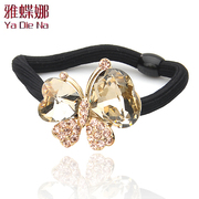 Mail ya na genuine diamond ring Diamond flower Crystal hair rope string Korea headdress G48