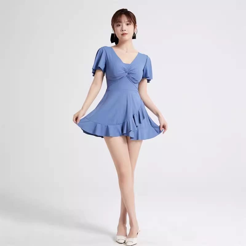 2024连体泳衣女裙式大码胖mm大小胸钢托聚拢遮肚显瘦保守温泉泳装
