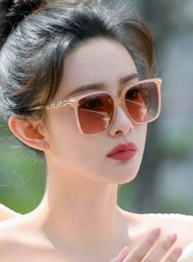 方形粉色墨镜女潮高级感防紫外线