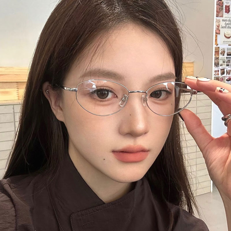 猫眼眼镜框女金丝文艺平光镜素颜