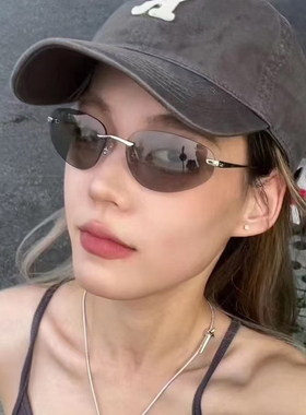 欧美无框渐变色墨镜男女潮老钱风