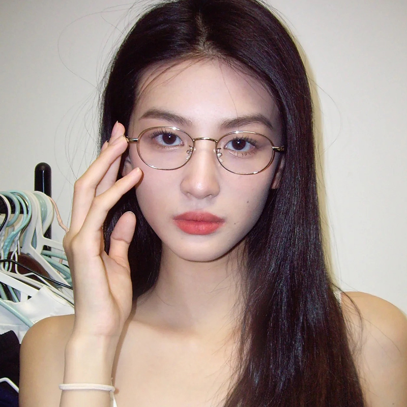 椭圆形金丝书呆子眼镜女高级感小框防蓝光金属小脸眼镜框配高度数