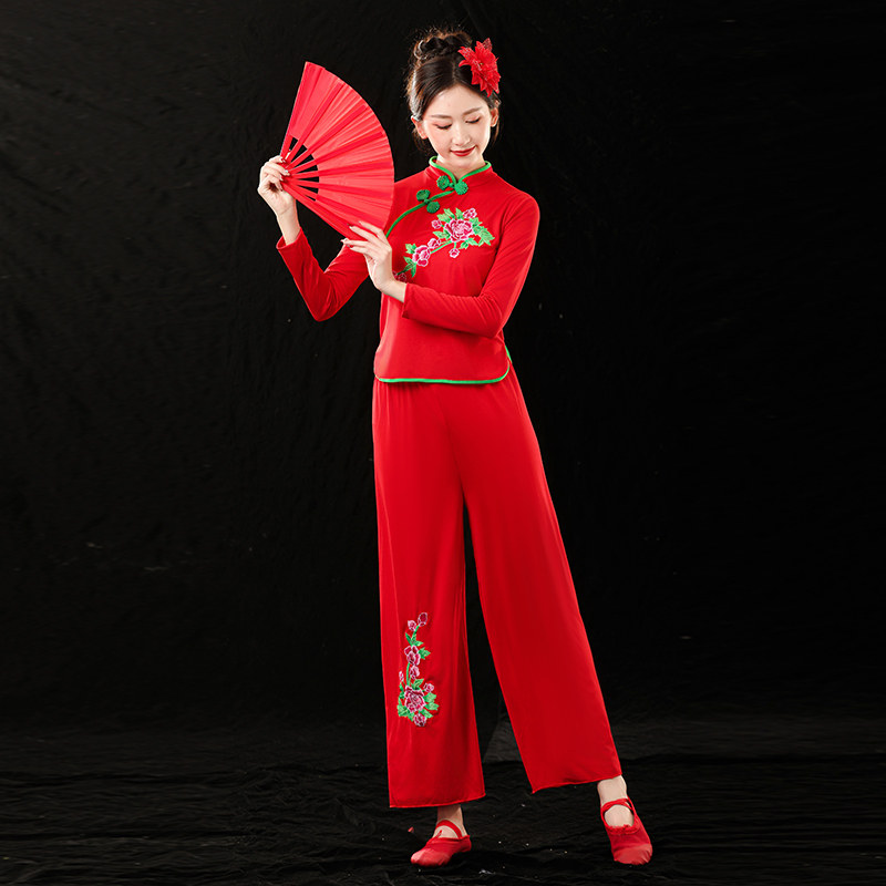新款杨丽萍广场舞服装套装秧歌服表演出服中老年扇子舞民族舞蹈服