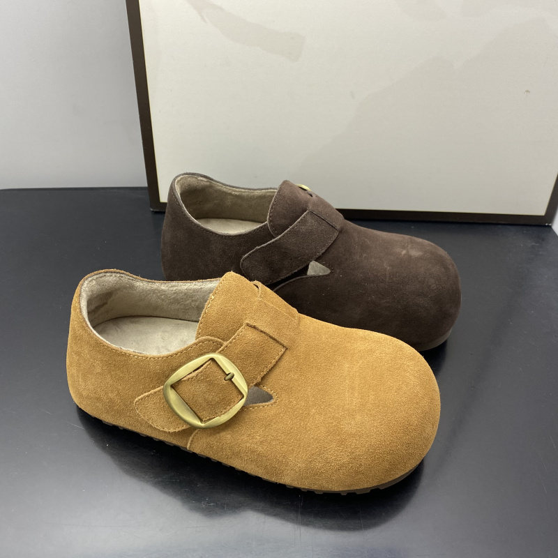 25秋冬魔术贴勃肯鞋女百搭舒适休闲单鞋皮带扣圆头低跟拼接款女鞋