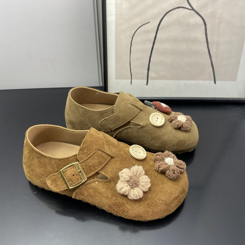 可爱风花朵刺绣勃肯鞋女圆头搭扣单鞋休闲平底百搭一脚蹬女单鞋,女鞋,勃肯鞋/软木鞋,淘宝优惠券,粉丝福利购,淘宝优惠卷