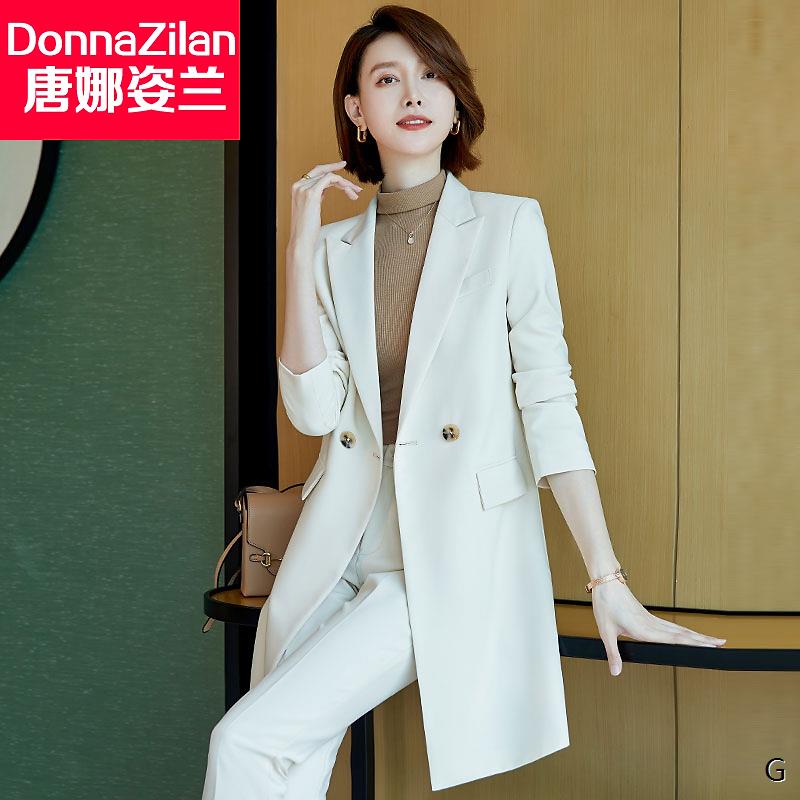 高级感白色小西装外套女春秋流行新款韩版气质中长款休闲西服大衣