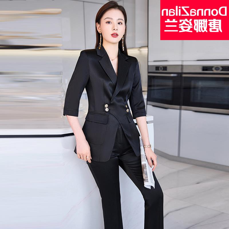 酸面024夏媛气时尚神小西装两醋缎职业套装女2新款春名质女范件套