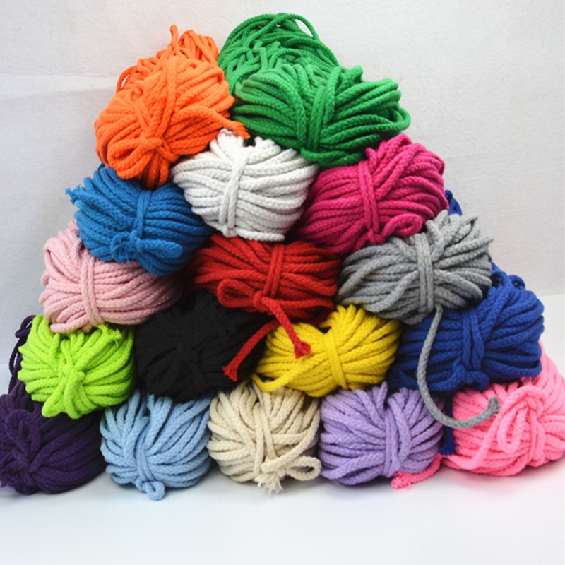 棉绳5mm彩色八股绳手工diy空心圆帽绳礼品袋绳黑白麻层编织绳