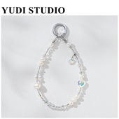 施华洛水晶淡水珍珠手机链华子水晶ins风手提原创小众 婚纱白