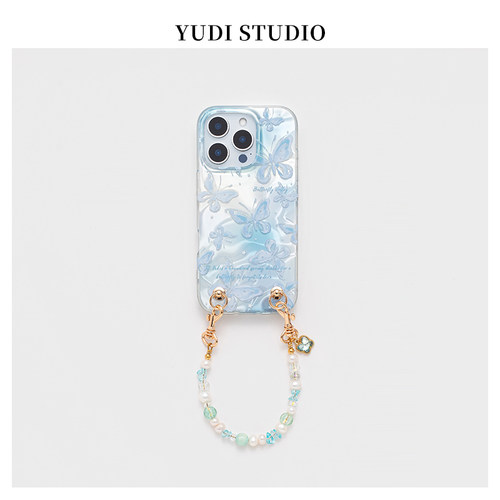 清新蝴蝶15promax手机壳天然珍珠