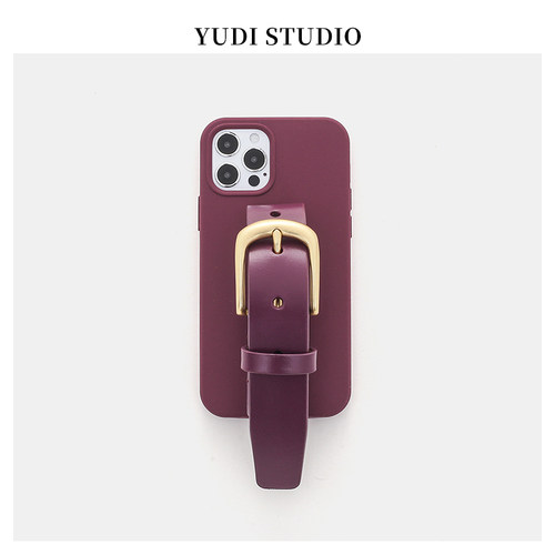 新款牛皮梅子色苹果复古