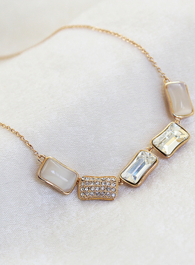 水晶猫眼石女项链锁骨链