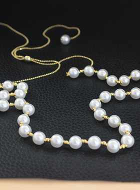 复古长款珍珠项链2021女可调节