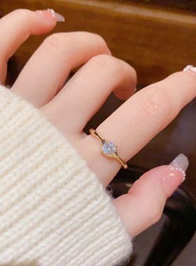 日韩时尚简约镶钻开口戒气质轻奢简约百搭无名指中指戒指配饰品潮
