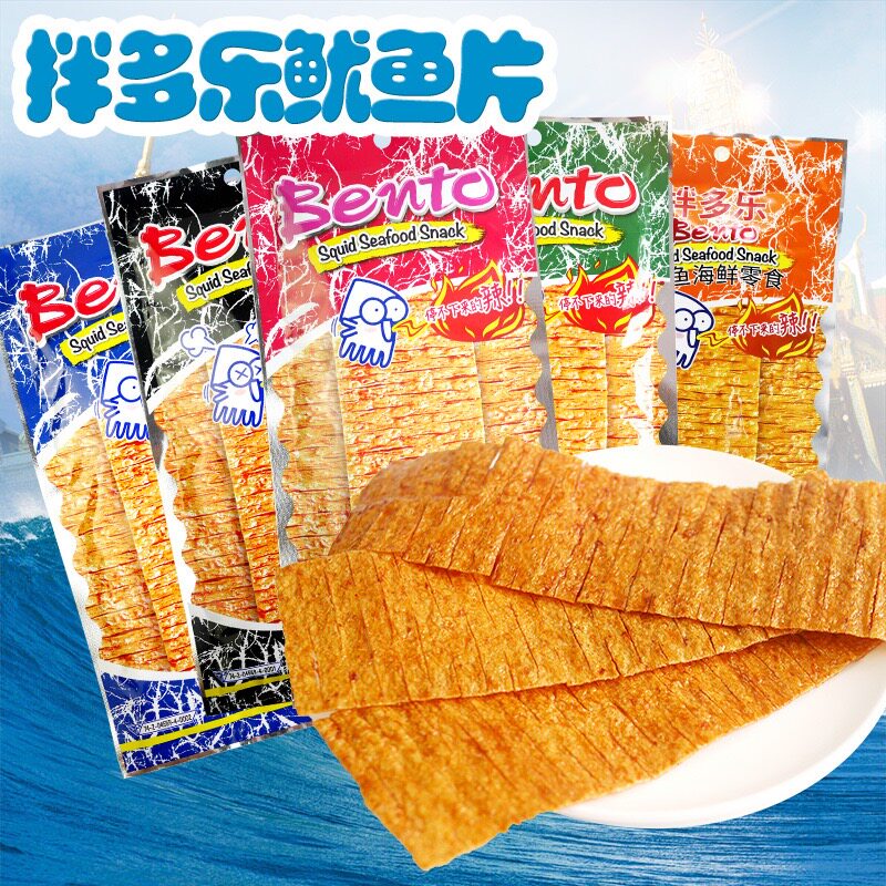 bento鱿鱼片拌多乐鼠年货泰国进口辣条超辣零食抖音即食海鲜小吃