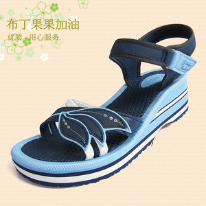 越南平仙2023新款凉鞋女鞋子沙滩鞋坡跟舒适中跟厚底休闲露趾一字