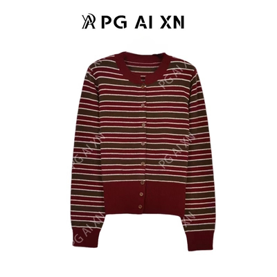 【甜甜粉丝专享】PG Ai XN/品归秋冬新品条纹绵羊毛开衫PGXN 2976