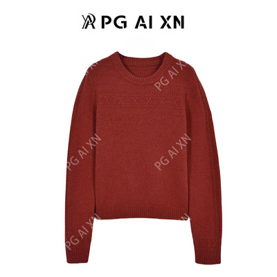 【甜馨专享】PG Ai XN/品归复古提花时尚100%绵羊毛毛衫 2994
