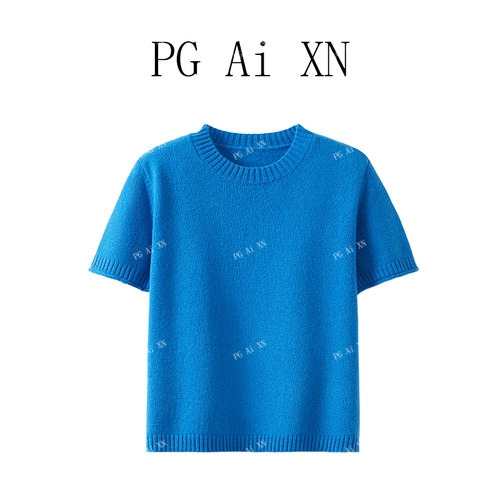 【大潘专属】PG Ai XN品归卷边100%羊毛针织短袖PGXN3224