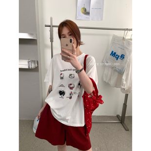 奶思家NICE 上新趣味HelloKitty印花工艺大版 短袖 T恤1232 STUDIO