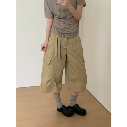 lower April（FA）-阔腿裤设计感休闲裤(配腰绳)(含30棉料)180199