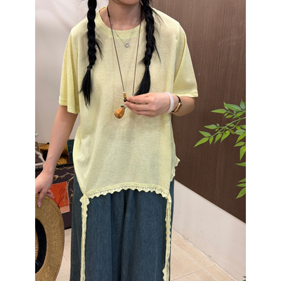 DA.7-夏上新夏日森系田园小清新百搭显瘦飘带短袖T恤7971