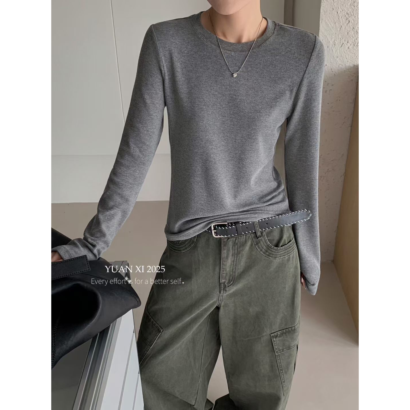 元熙-盒子随机加绒圆领常规显瘦长袖打底衫YS1-6213-1