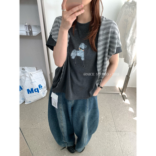 T恤1223 夏上新韩系工艺小狗印花短袖 奶思家NICE STUDIO