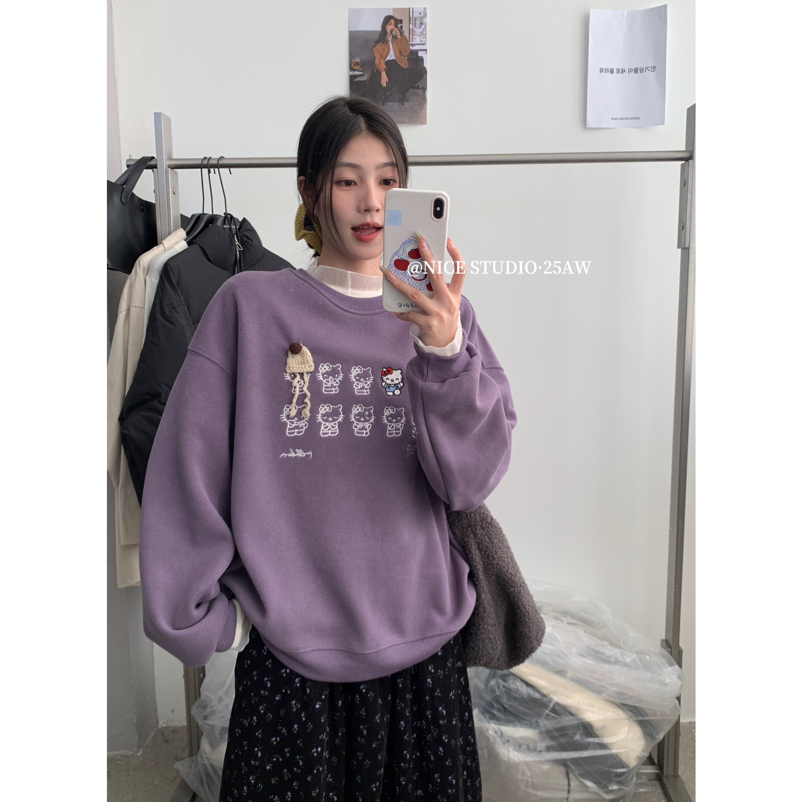 奶思家NICE STUDIO-冬款上新趣味刺绣卡通卫衣08852