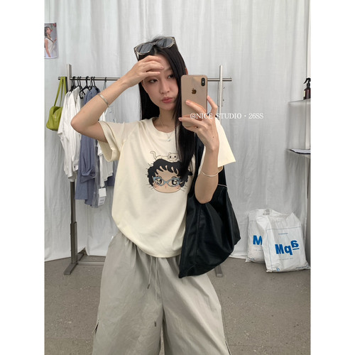 奶思家NICE STUDIO-夏上新韩系贝蒂印花休闲短袖T恤L8899