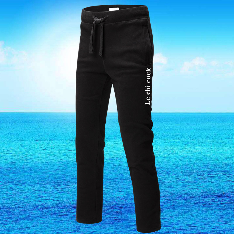 秋季薄款纯棉直筒卫裤宽松休闲男N公中腰运动情侣装长裤女Y雄鸡春