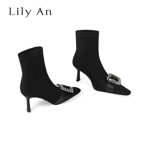 LilyAn手工轻奢高跟短靴