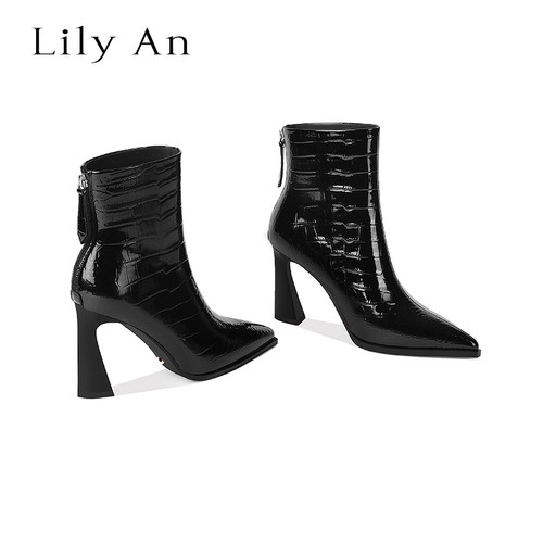 LilyAn手工轻奢高跟短靴