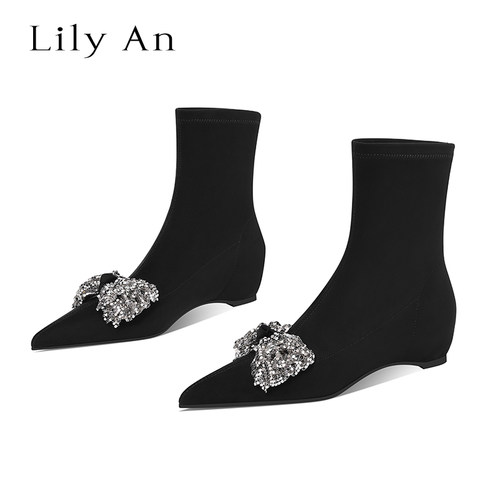 LilyAn手工轻奢高跟短靴