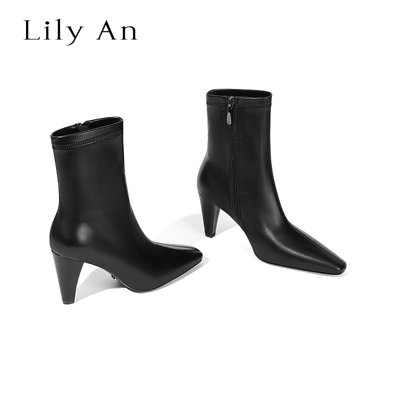 LilyAn手工轻奢高跟短靴