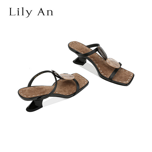 LilyAn手工轻奢高跟拖鞋