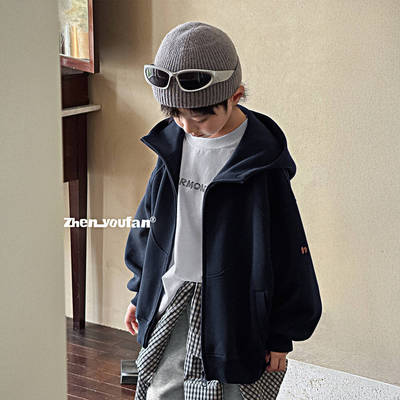 男童加绒卫衣外套2025秋冬新款