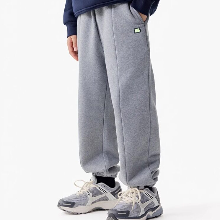 大男孩一体绒保暖加绒运动裤男童加绒休闲裤子藏青花灰色130~180