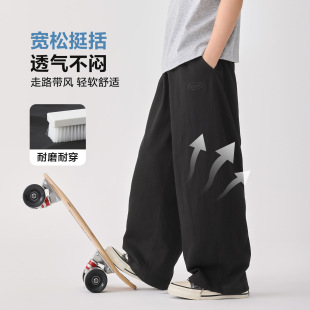 休闲裤 棉麻薄款 洋气夏装 防蚊裤 170 男童26夏季 儿童潮黑色110 新款