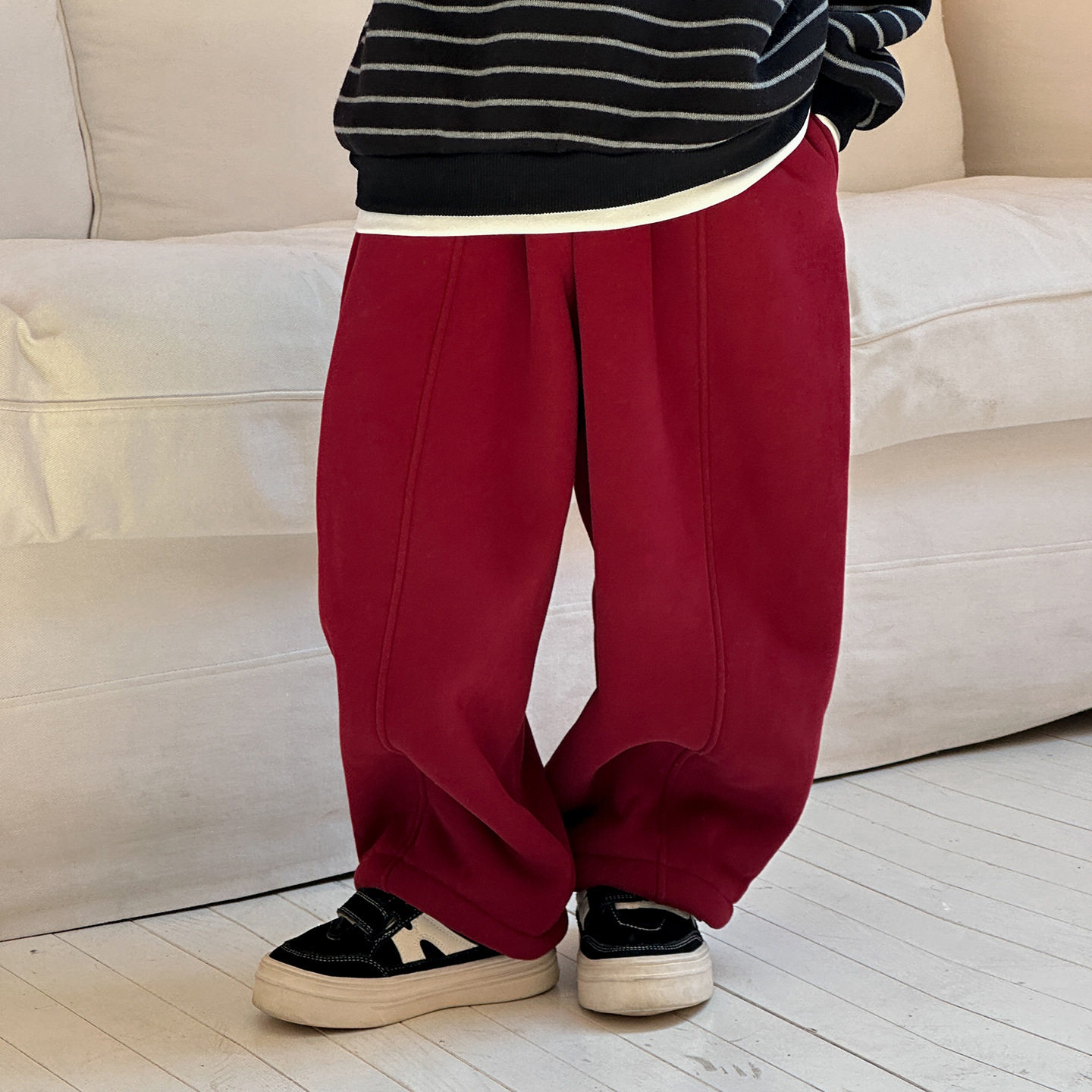 男童红色加绒卫裤冬季新款儿童加厚休闲长裤防寒保暖休闲裤子灰色