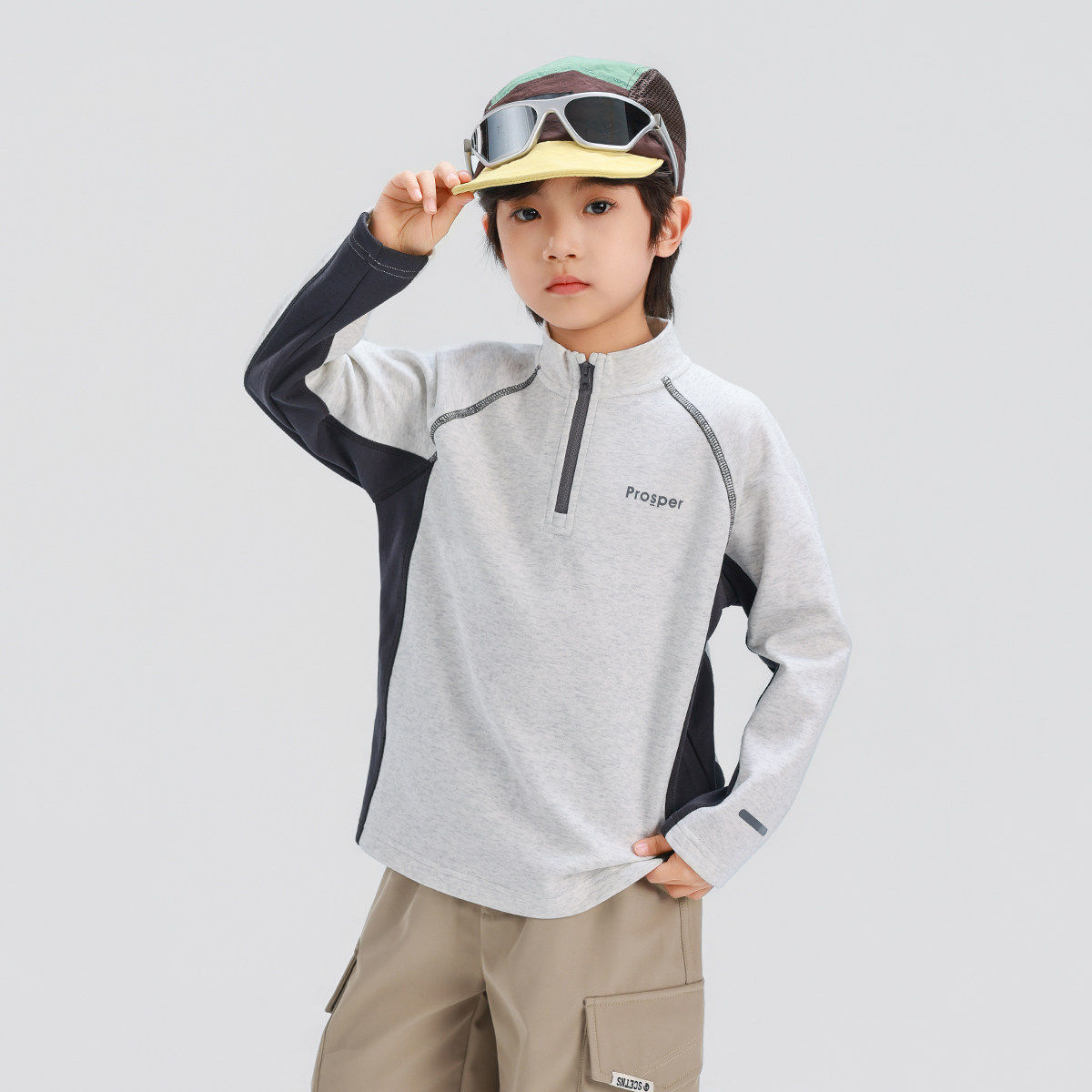 男童t恤春季26新款春款儿童长袖吸汗速干体恤衫男孩打底衫紫色灰