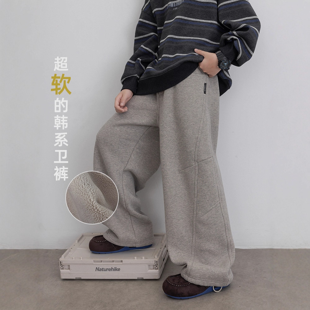 男童运动裤子儿童一体绒直筒卫裤