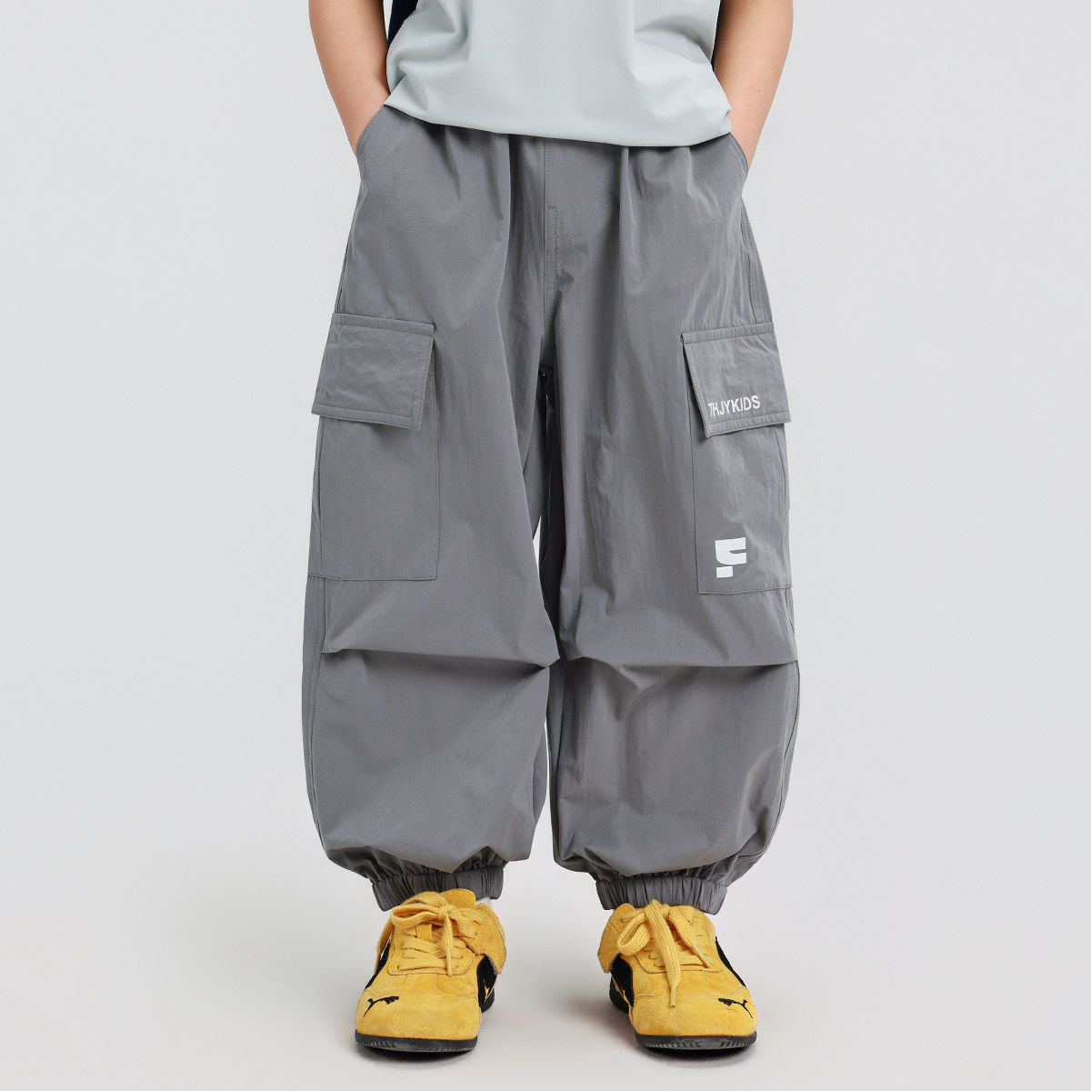 男童工装裤子防蚊裤黑色灰绿26夏新款儿童中大童男孩薄款休闲长裤