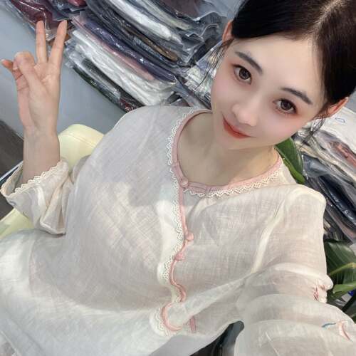 兜兜[苎麻上衣合集]高夏季新款苎麻短袖百搭衬衫女(V501-V550）