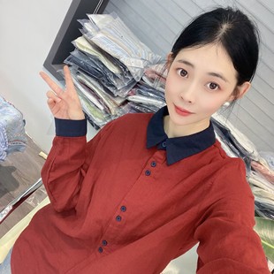 宽松秋冬新款 合集 打底纯棉长袖 女 E450 E401 衬衫